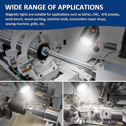 Miniatura 7 de Luz de trabajo magnética, luz LED para máquina con cuello de cisne flexible y base magnética, lámpara de herramientas para torno de taller, banco