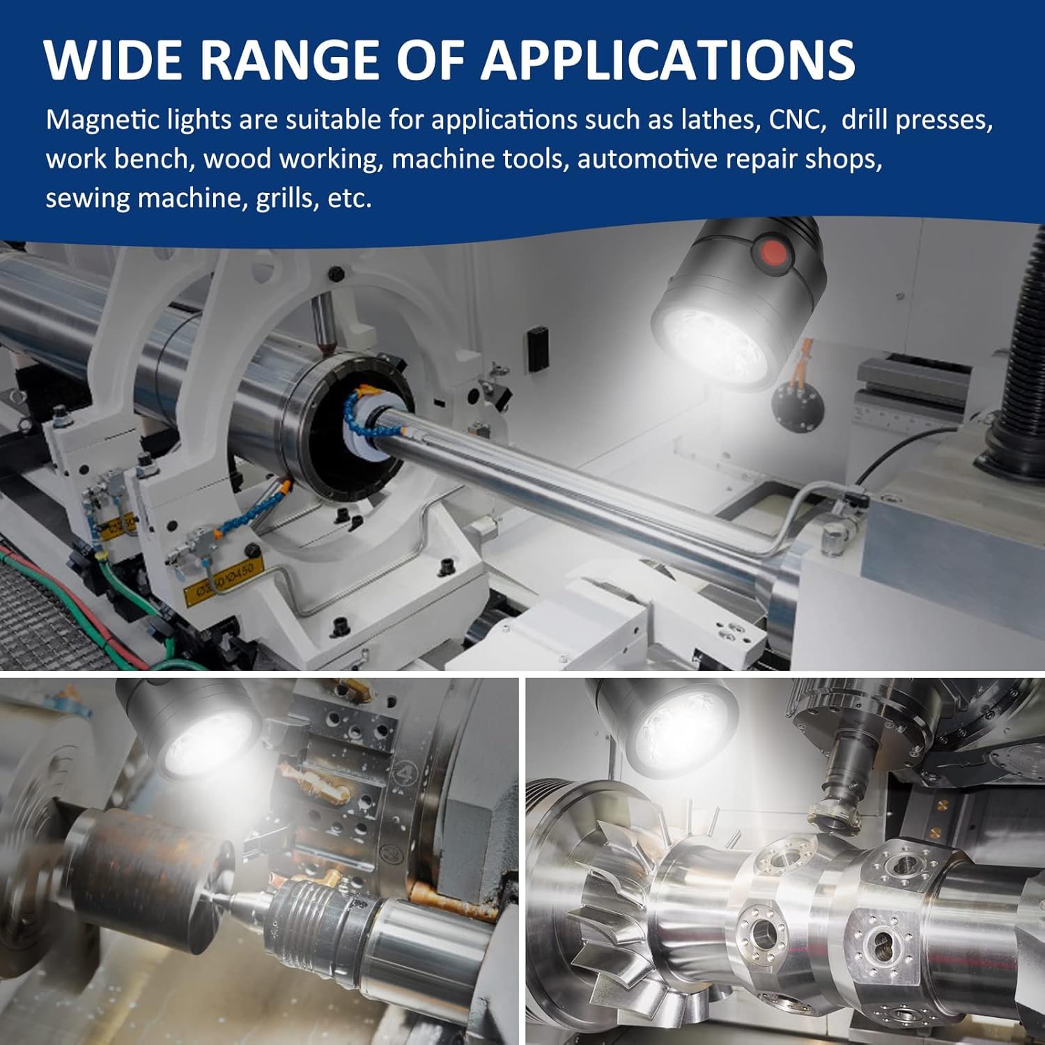 Magnetische Arbeitsleuchte, LED Maschinenlampe mit flexiblem Schwanenhals und Magnetbasis, Ladenwerkzeug Lampe für Drehbank, Nähmaschine, Grill, Industrial Beleuchtung, Schwarz