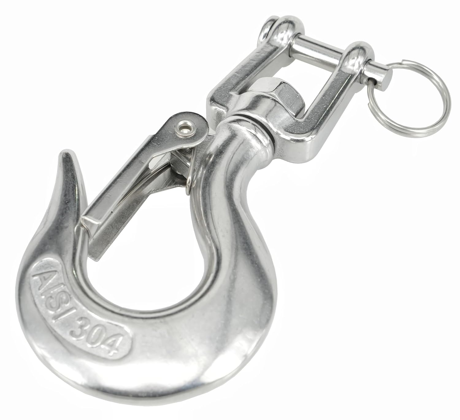 3/8 Inch Chain Hook, 304 Stainless Steel Swivel Slip Hook Heavy Duty Lifting Hooks Clevis Swivel Hook Winch Trailer Safety Hook with Safety Latch (Capacity 1000KGS)
