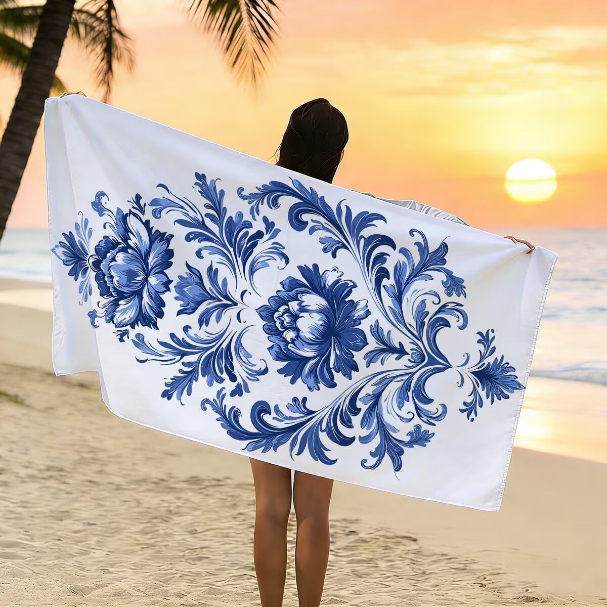 Strandtuch Mikrofaser Handtücher Groß 90x200cm 2er Set, Schnelltrocknend Saunahandtuch Fitness Handtuch Einfach, Saugfähig Badetuch Sporthandtuch, Sandfrei Strandtuch XXL, Geschenke für Frauen -4450