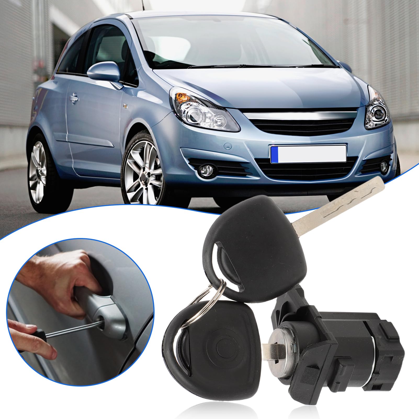 1 Satz Schlosszylinder Fahrertür Vorne Links mit 2 Schlüsseln für Corsa D 2006-2014 Astra H 2004-2010 Türschloss Schließzylinder 9072465890 172371096