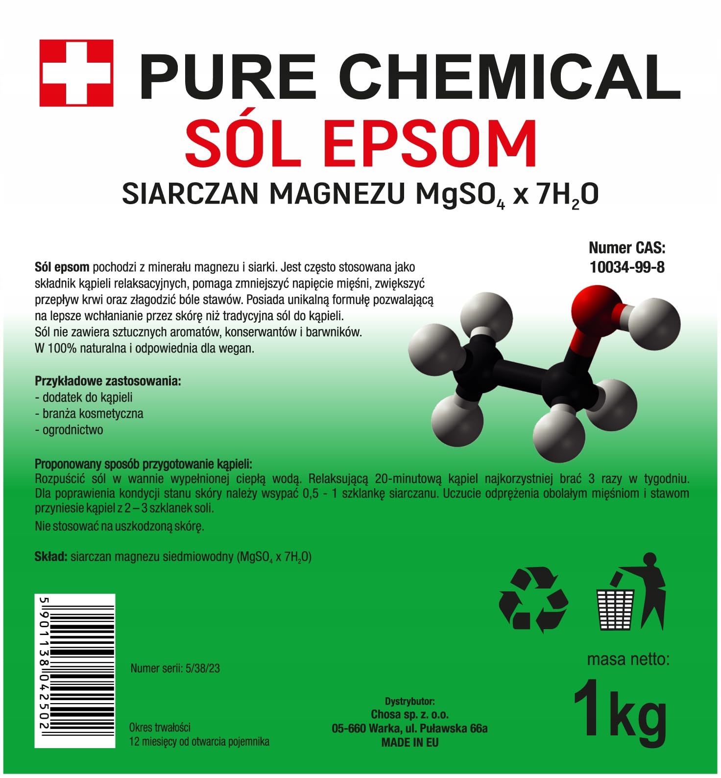 PURE CHEMICAL Epsom Salz 25kg – Bittersalz Magnesiumsulfat – Natürliches Badesalz & Fußbad – Muskelentspannung, Detox, Wellness, Ohne Zusätze, Vegan, | Bittersalz Magnesiumsulfat, Natürliches Badesalz & Fußbad, Muskelentspannung, Detox, Wellness, Ohne Zus