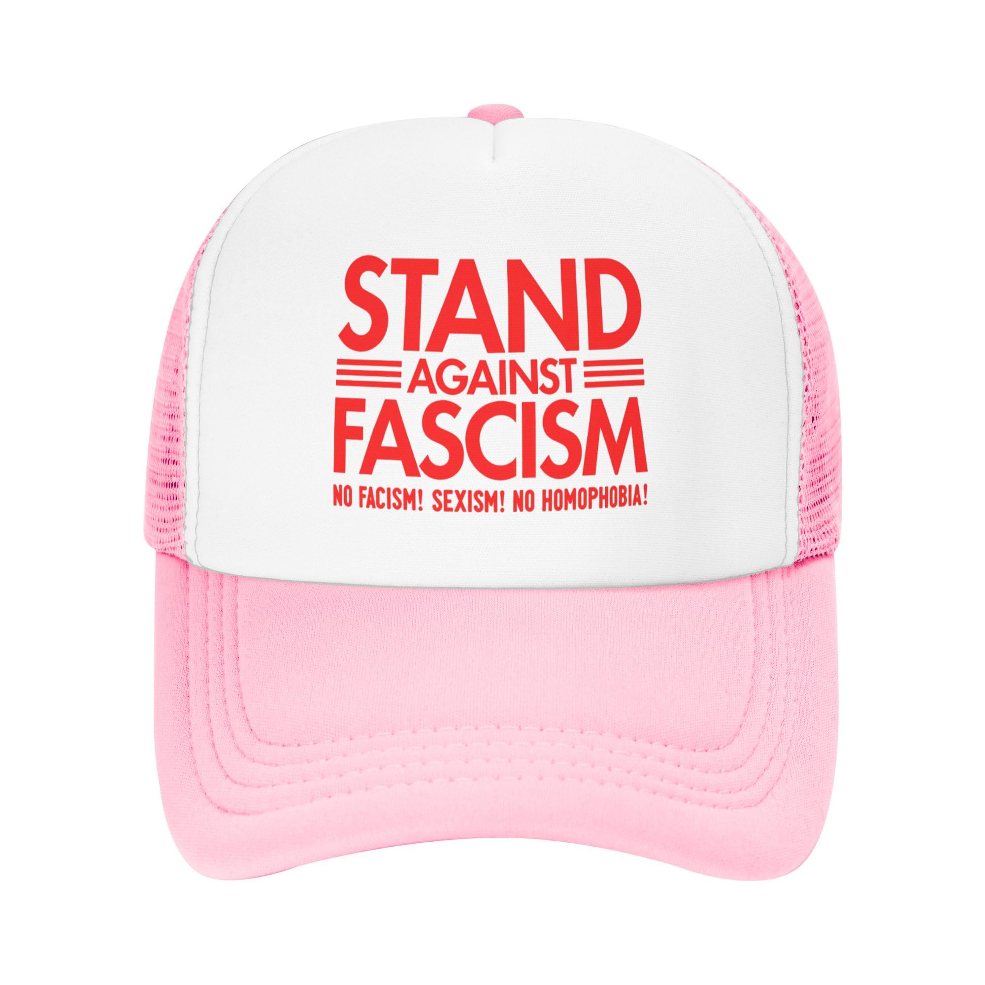 Greenchant Make Fascism Wrong Again Trucker Hat FDT Resist Fascism Kids Hats Adjustable Mesh Baseball Cap - Pink