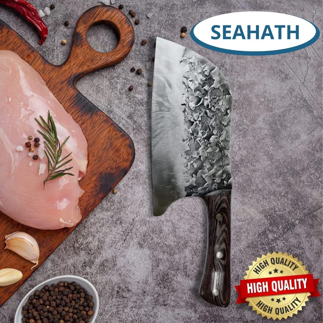 Oceans Secret Seahath - High Carbon Stainless Steel Butcher Knife | Meat Cleaver | Professional Chef's Knife | 8 Inch Knife | Chopper | Dicer | Cleaver 4