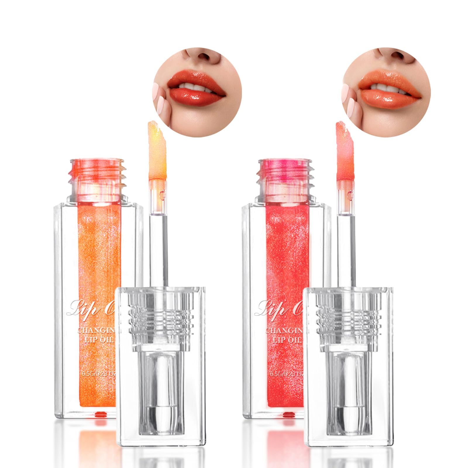 Sponsored Ad – 2Pcs Magic Color Changing Lip Oil Boss Up Color Changing Glow Oil Moisturizing Transparent Plumping for Lip Care