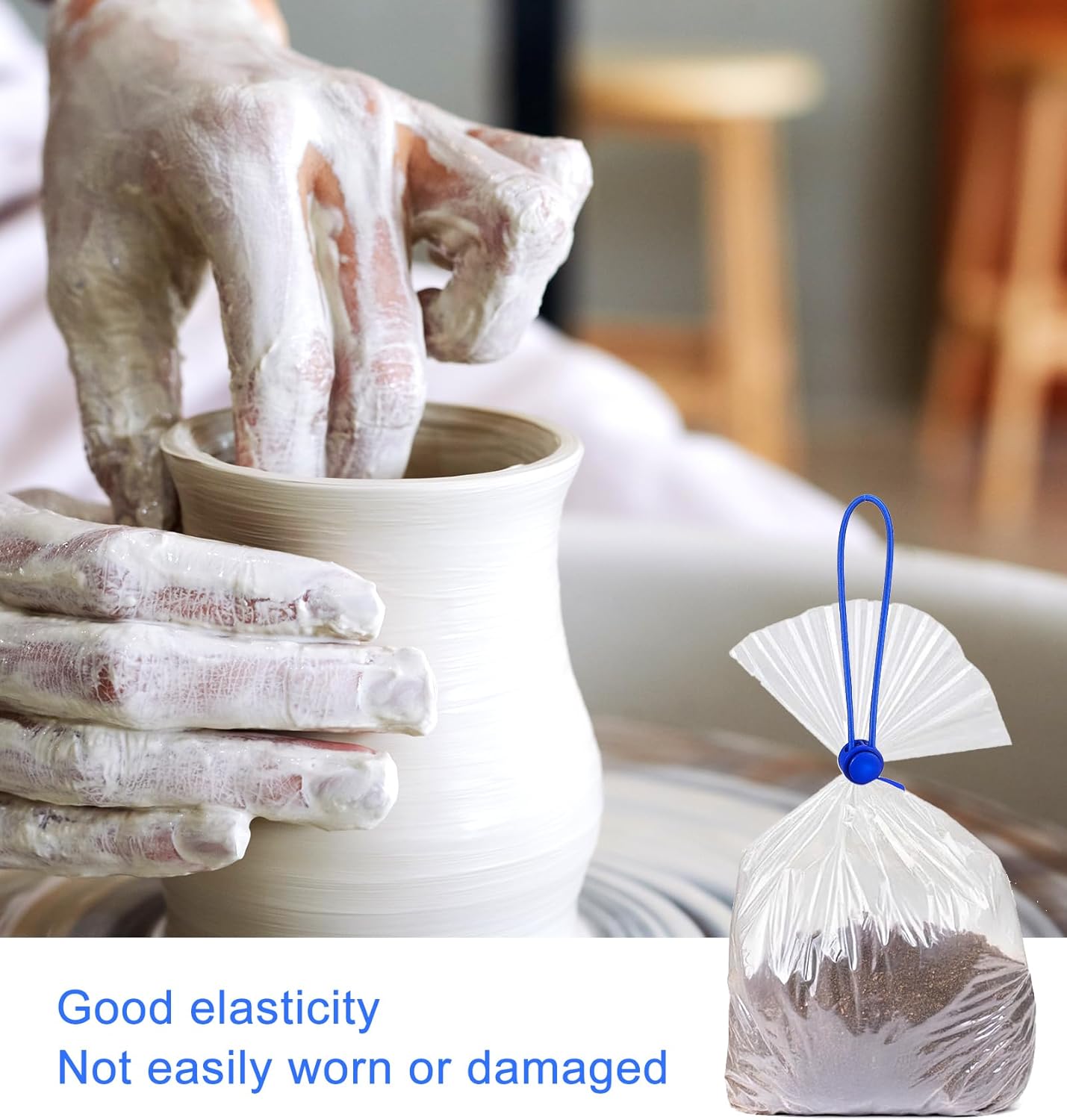 10Pcs Pottery Clay Bag Ties, Adjustable Nylon Elastic Bag Closures Pottery Tool Strap Holder, Ideal for Clay Bags Closure & Organization, Sculpting Enthusiasts Reuse - Image 4