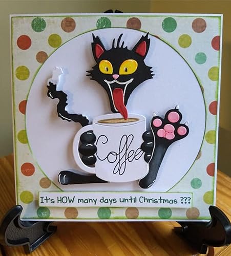 Miniatura 3 de Troqueles de metal para café y gato, plantillas de marco de animales de gato, tarjetas de manualidades, troqueles de corte para manualidades,