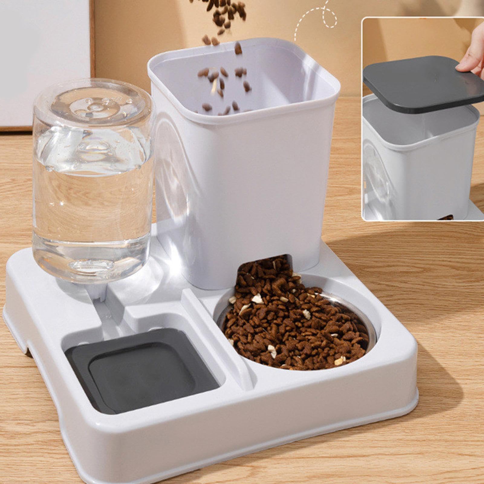 Cat Feeder and Water Dispenser - Automatic Cat Food Dispenser | Cat Food Feeder and Water Dispenser | Food Feeder and Waterer, Drinking Bottle for Small Medium Large Breed Cat