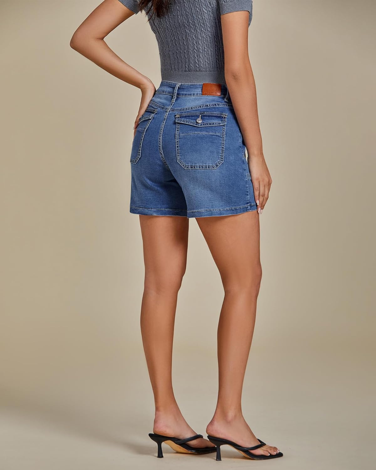 luvamia Jean Shorts for Women Trendy Mid Rise Casual Summer Jorts Distressed Cut Off Stretchy Denim Shorts with Pockets - Image 2