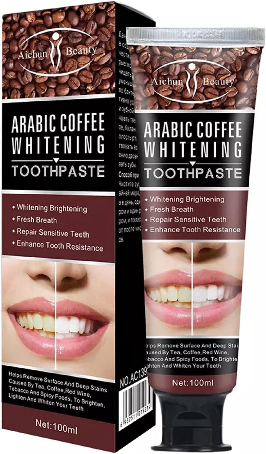 Coffee Stain Removal Toothpaste, 3 X 100 Grams Tubes