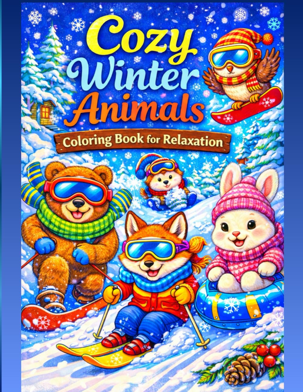 Cozy Winter Animals Coloring Book: 40 Relaxing Coloring Pages with Cute Animals Enjoying Winter Activities and Cozy Moments