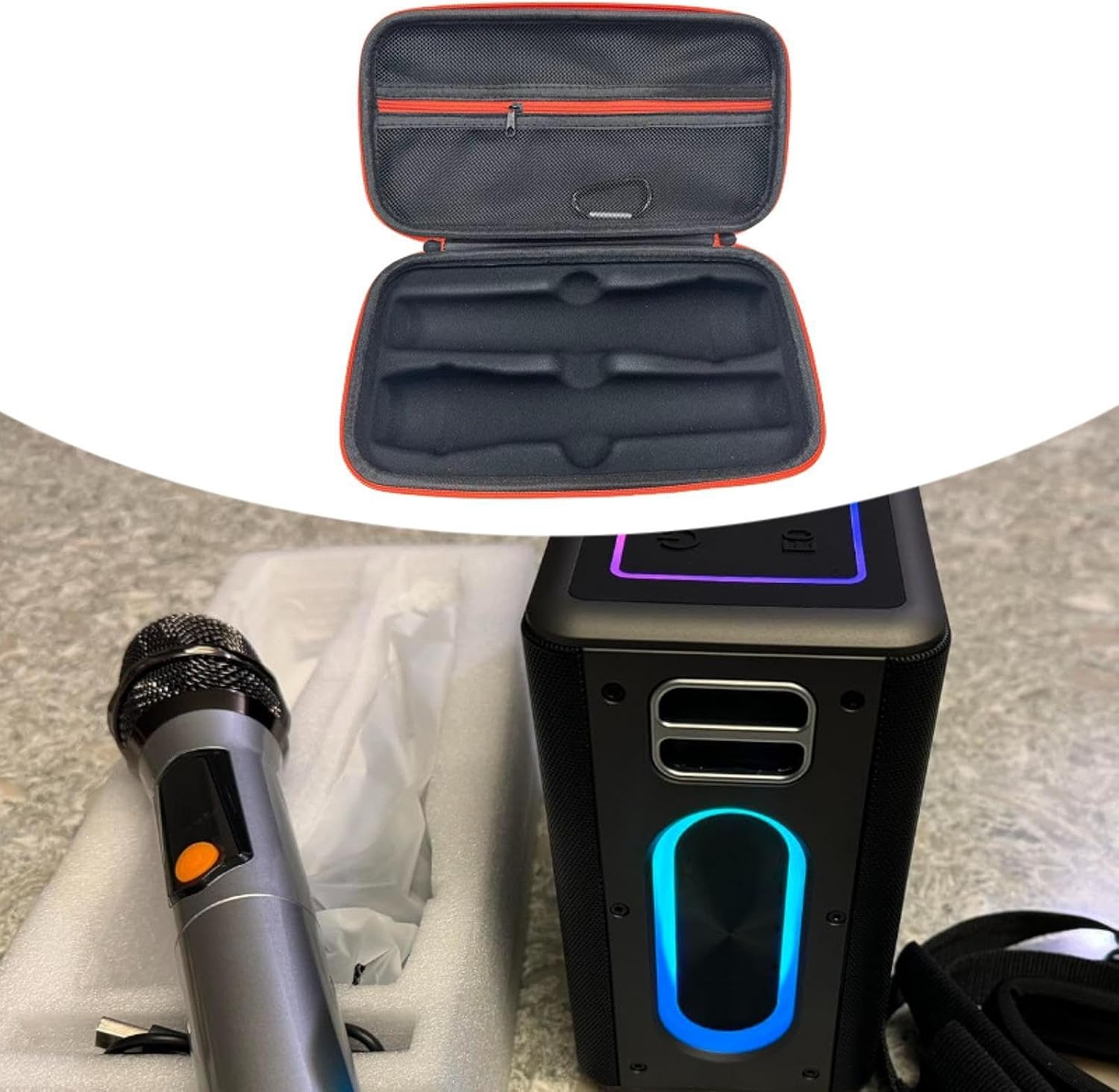 Case Handheld Storage Case Box Travel Case Hard Case Mic Equipment Protector Case Cover Sponge Filling Carrying Case, for 2 Mics image 4