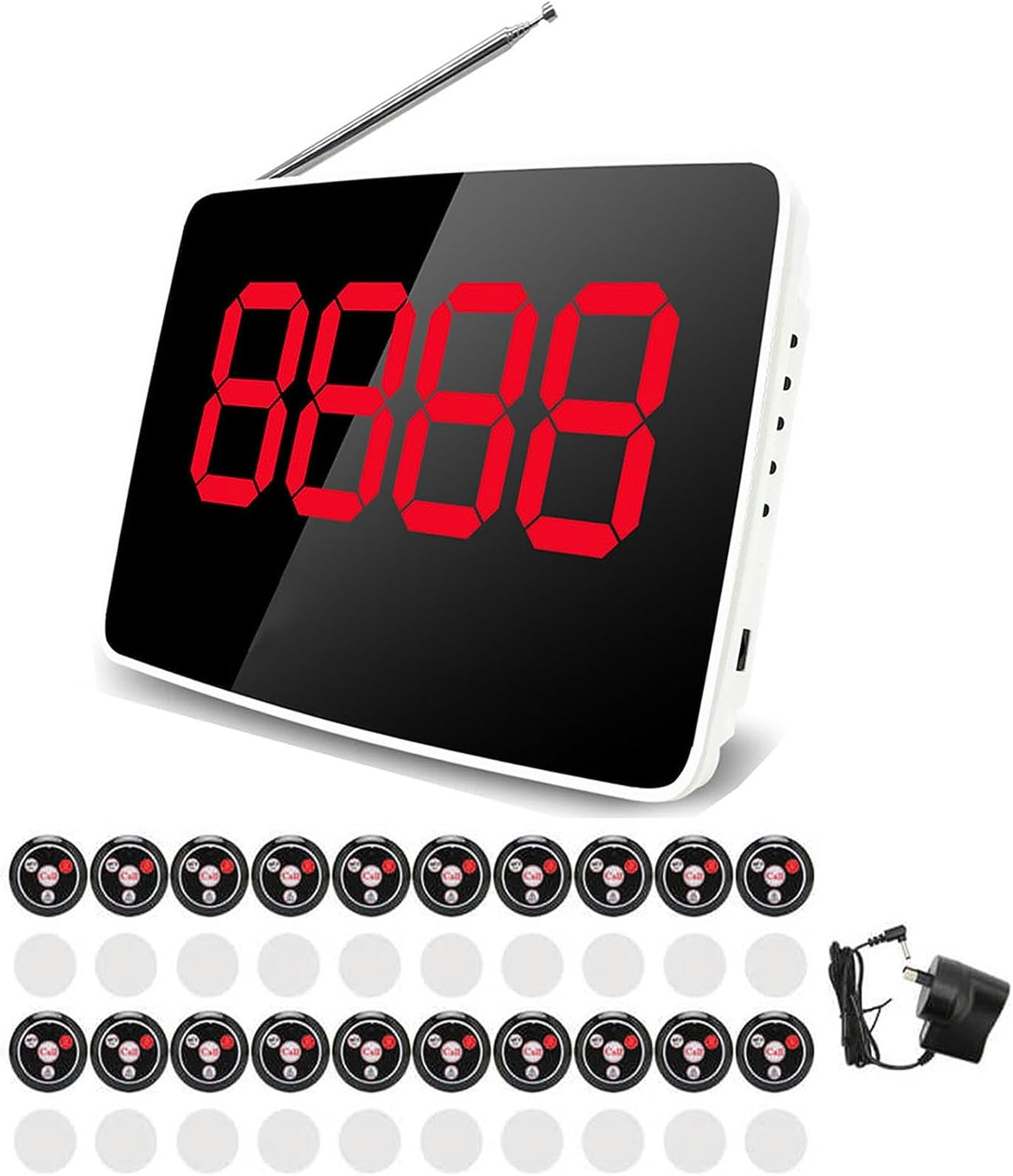 Cercapersone wireless per ristorante, con 1 trasmettitoreRicaricabile Wireless Coaster Cercapersone (10/20), supporta 400 cercapersone, sistemi di visualizzazione dei numeri SystemsTake