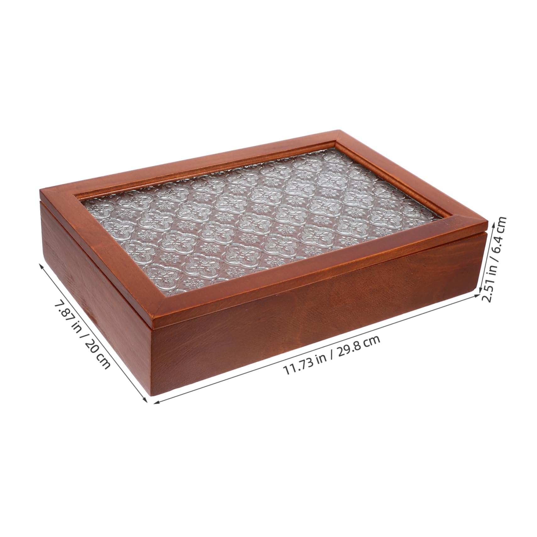 Holzkiste mit Glasdeckel, Braun, Vintage, mit Großem Schubladendesign