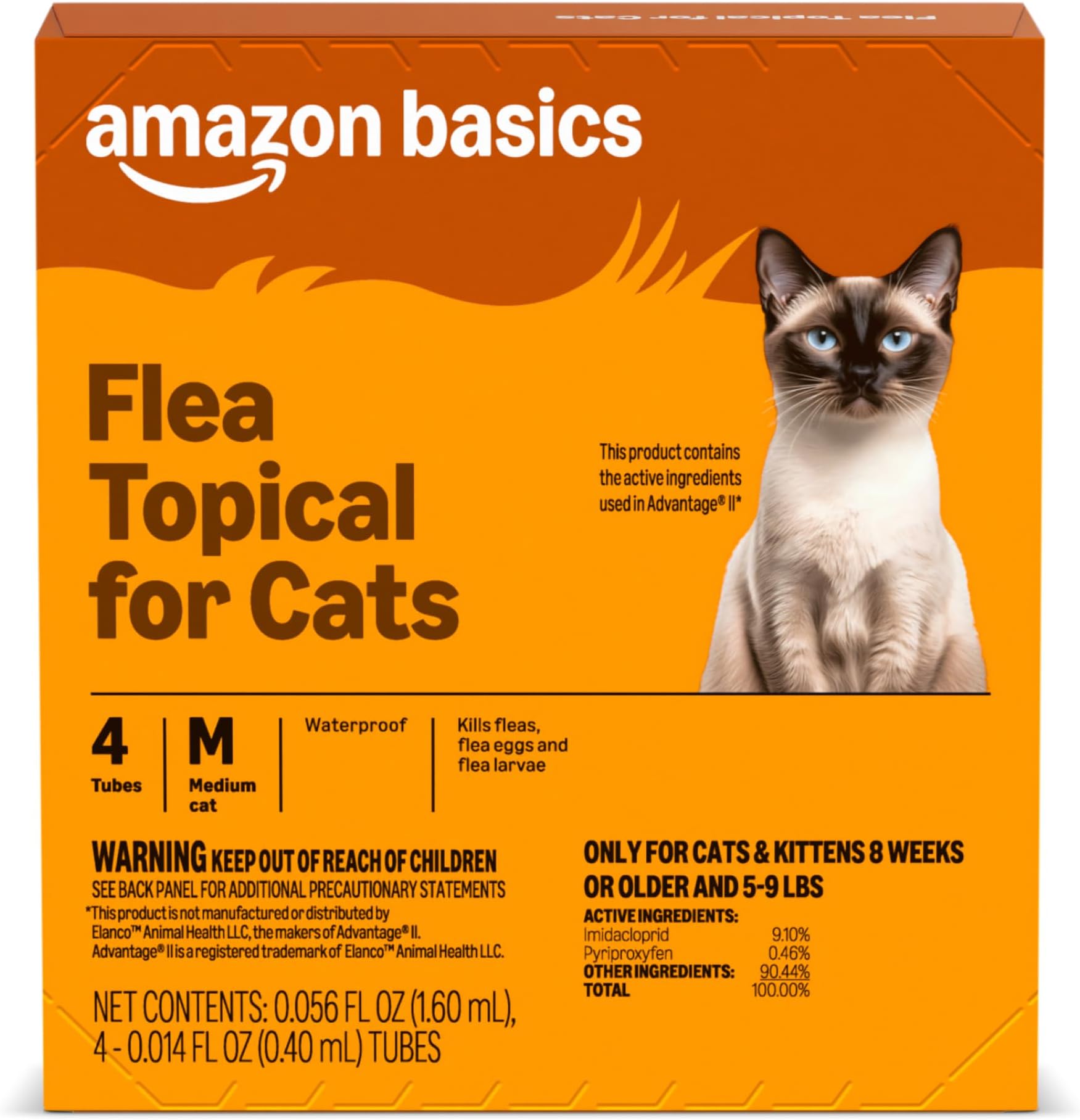 Topical Flea Treatment for Medium Cats (5-9 Pounds), 4 Count, Packaging May Vary