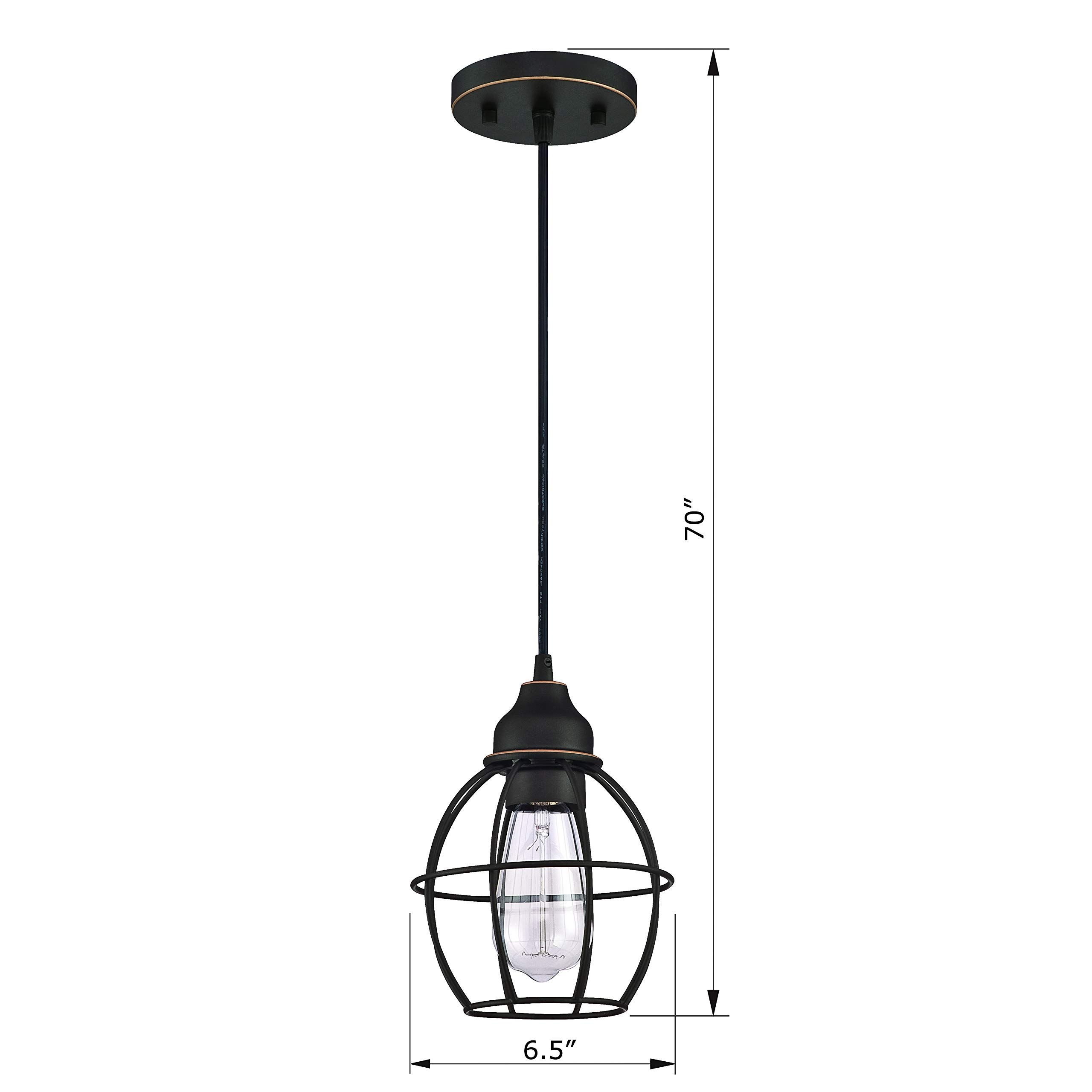 WISBEAM Lámpara de techo con acabado de bronce aceitado, luces colgantes con una base mediana máx. 60 vatios, ETL nominal, bombillas no incluidas, 2 unidades