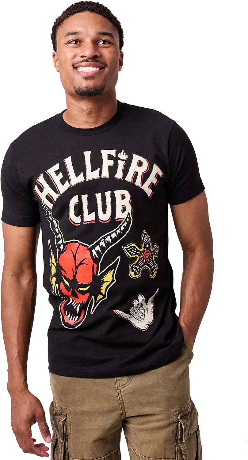 Stranger Things Hellfire Club Icons Men's Black Crew Neck Short Sleeve T-Shirt