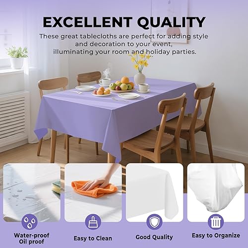 Miniatura 4 de Paquete de 6 manteles de plástico desechables de alta calidad de 54 x 108 pulgadas, manteles desechables para mesas de 6 a 8 pies, fiestas