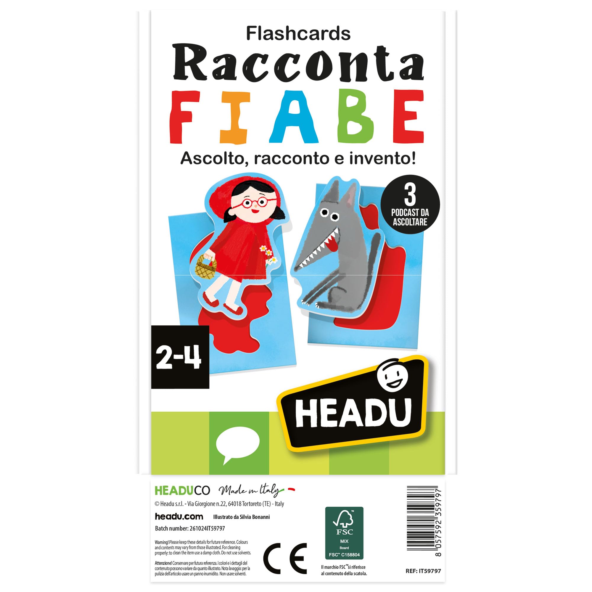 HEADU - Flashcards Raccontafiabe - Ascolto, racconto e invento! | Gioco Educativo Bambini 2 3 4 Anni, Ascolta le Fiabe, Gioca con i Personaggi, Idea Regalo Natale Bambino 2 3 4 Anni, Made In Italy