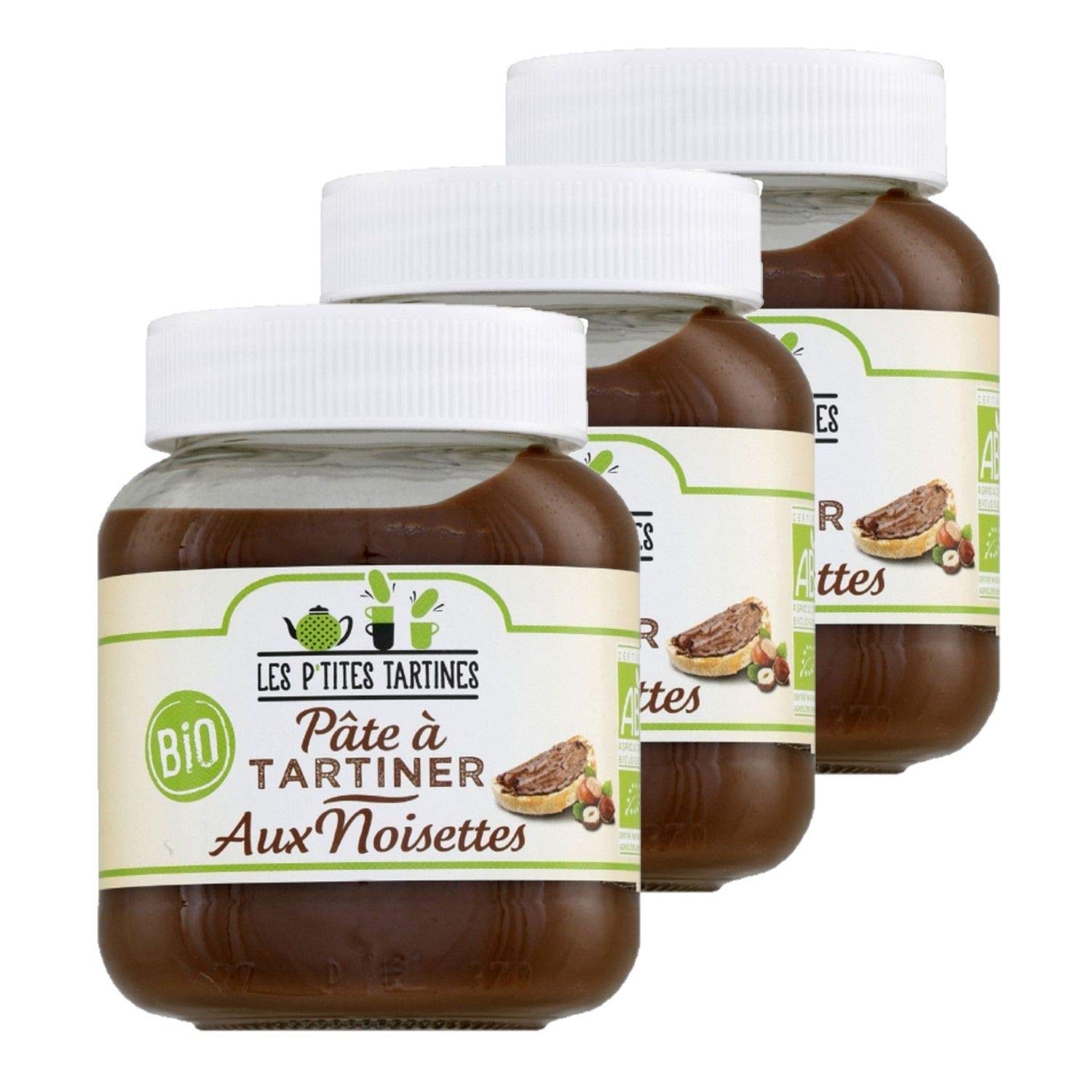 Lot 3x Pâte à tartiner BIO aux noisette - Les P'tites Tartines - pot 350g
