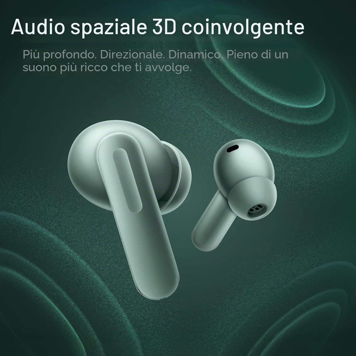 OnePlus Buds 4 auricolari wireless Bluetooth, Zen Green, E513A, in-ear, True Wireless con cancellazione attiva del rumore