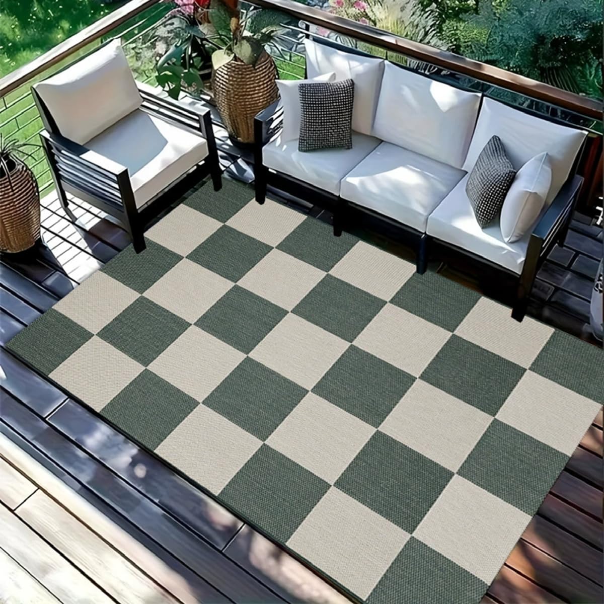 Tappeto Pesante per Esterni e Interni - Antiscivolo, Impermeabile e Resistente all'Usura. Per Balcone, Terrazzo, Giardino, Camper, Piscina. Pieghevole, Lavabile, Retro in Gomma.[100X200cm]