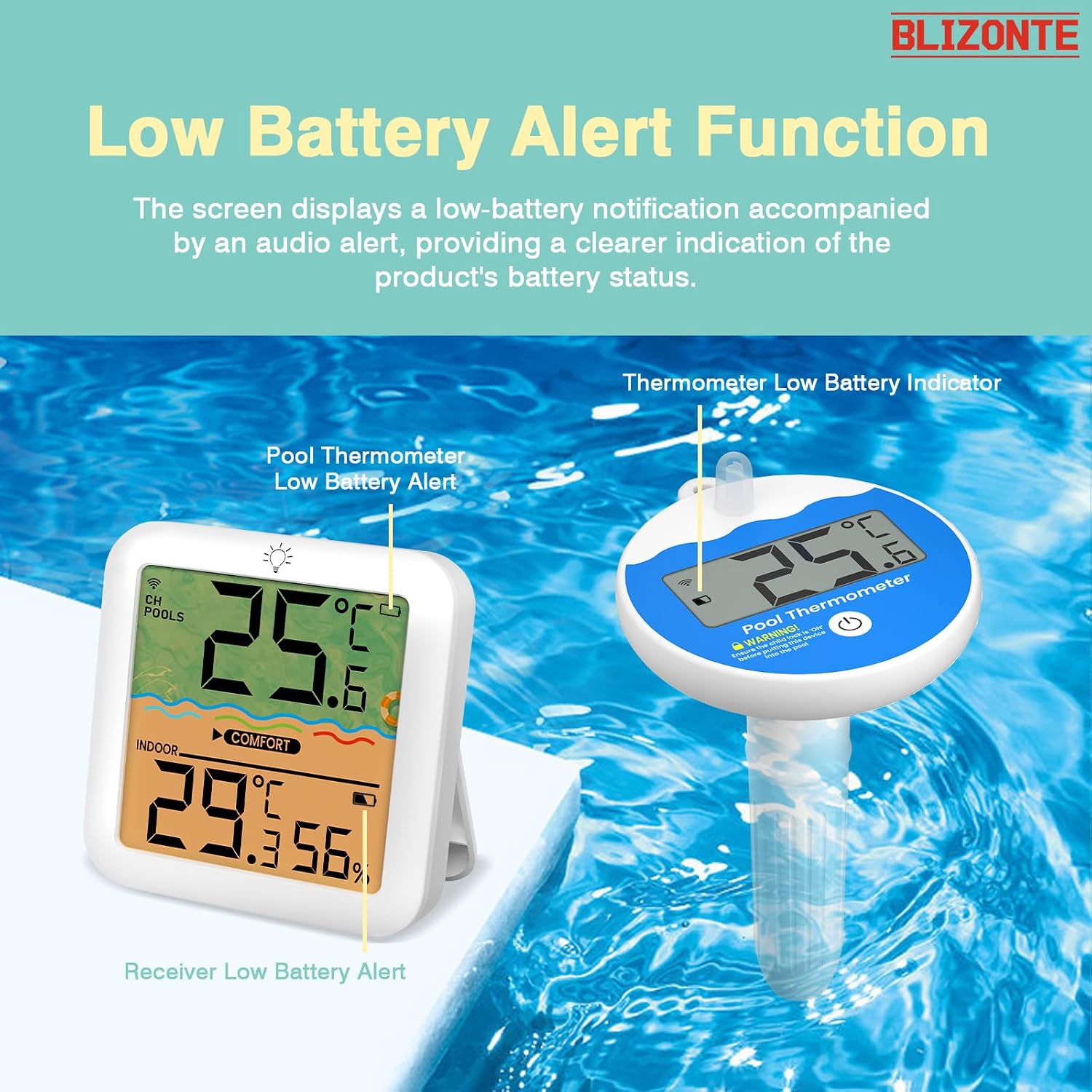 Wireless Pool Thermometer, Digital Pool Thermometer Floating with Temp Comfort Advisory, Data Record, Low Battery Alert, IP68 Waterproof for Swimming Pool, Hot Tub, Cold Plunge, Pond