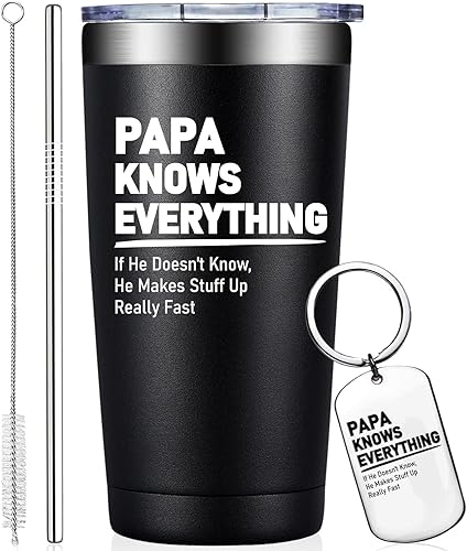 Papa Knows Everything - Regalo para el día del padre regalos de cumpleaños para papá de nieta vaso para papá 20 onzas