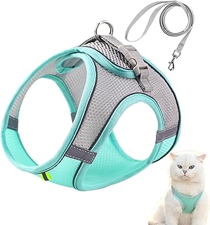 Peitoral ajustável para gatos – arnês e trela para gatos à prova fuga | Arnês e coleira para caminhada para gatos pequenos e grandes, colete leve e macio