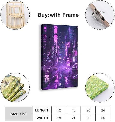 Miniatura 2 de XAHOR Póster de pared futurista retro neón  Lienzo de paisaje nocturno Cyberpunk  Impresión de arte digital para el hogar moderno, póster de lienzo