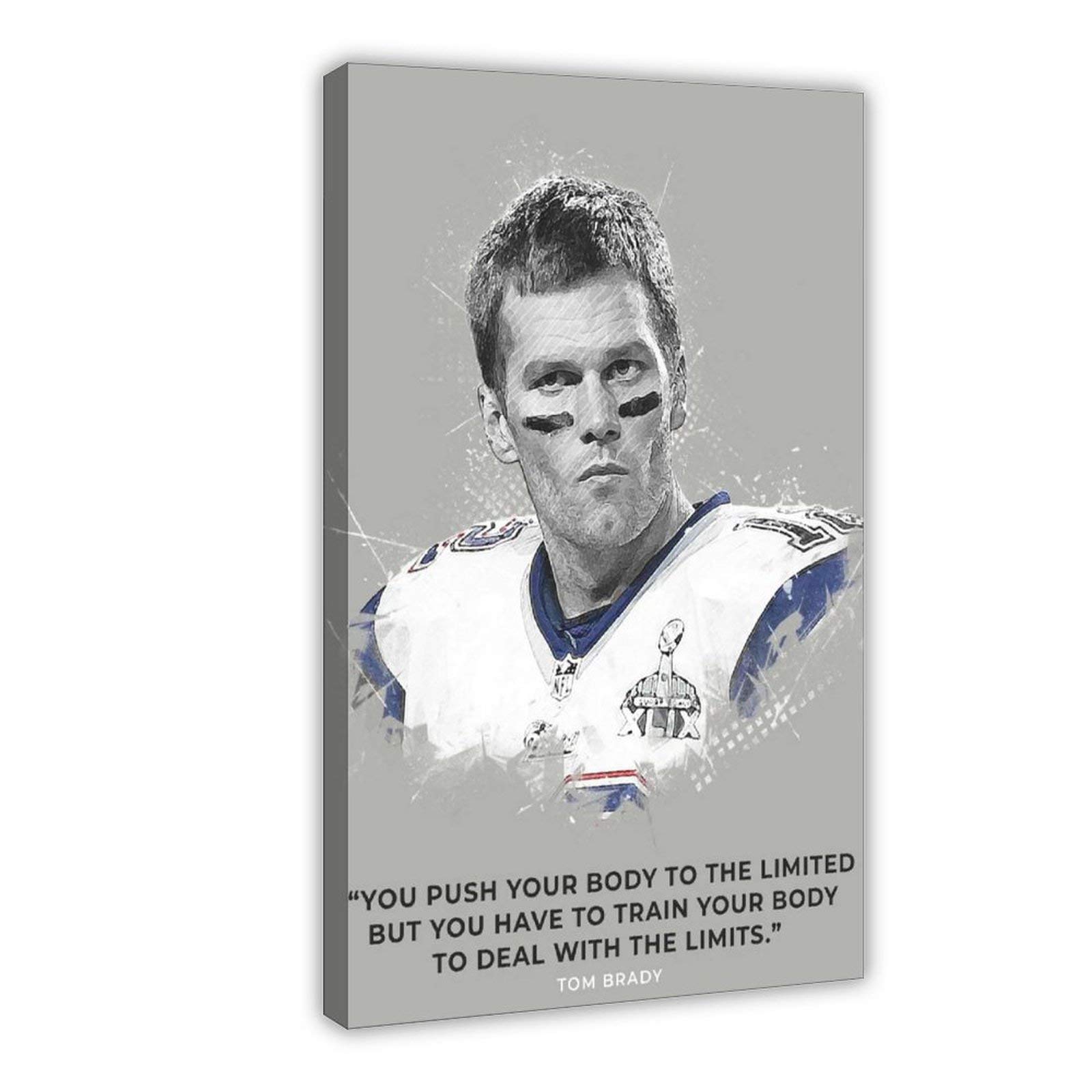 YINGXI Tom Brady Poster Football Motivational Quotes Canvas Wall Bedroom Decor Picture Sports Landscape Offices Room Decor Gift 12×18inch(30×45cm) Frame-style1