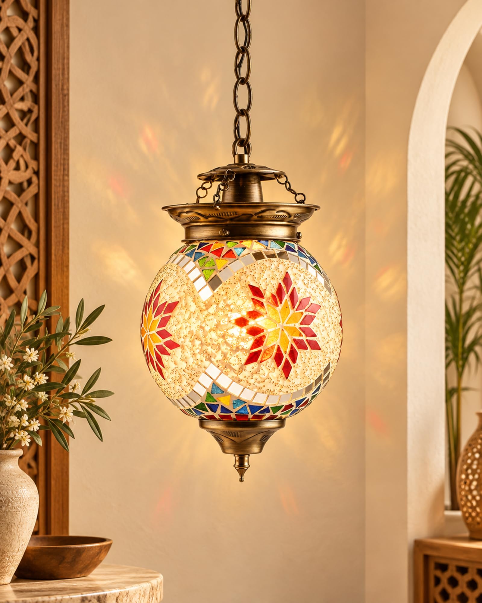Handcrafted Mosaic Pendant Light - Turkish Moroccan Style -8
