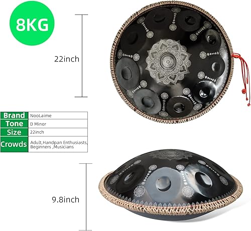 Miniatura 3 de 22 pulgadas 10 notas D menor 432HZ instrumento de tambor de acero para adultos, plata..