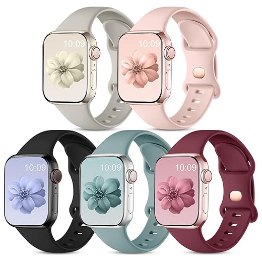 CeMiKa 5-Pack Silicone Sport Straps for Apple Watch