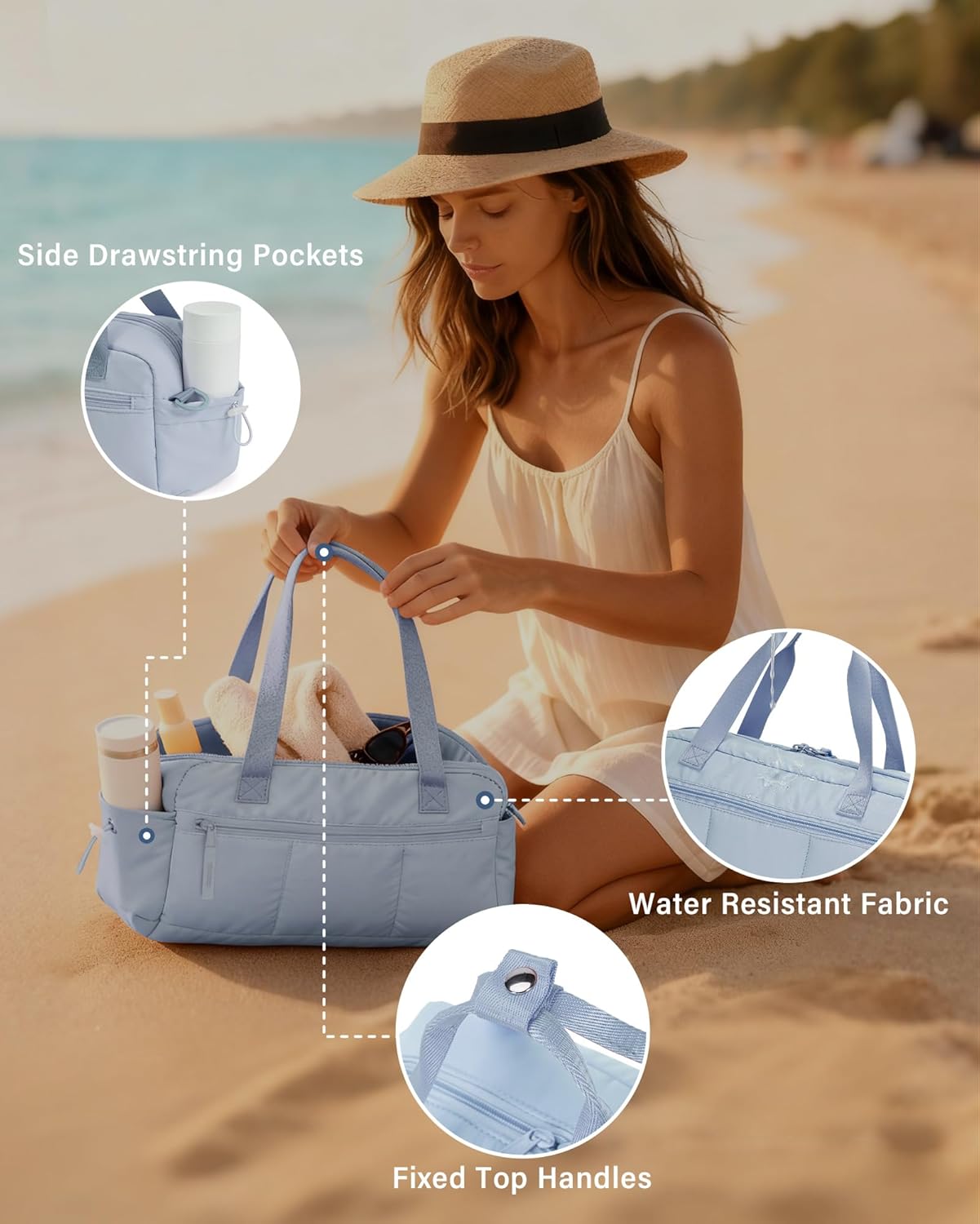 Ceneda Small Gym Bag for Women, Quilted Puffer Tote with Wet Pocket & Coin Purse, Lightweight Mini Sports Travel Duffle with Crossbody Strap, Water-Resistant for Workout, Yoga, Daily Commute - Image 7