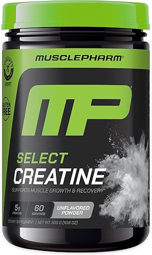 MusclePharm Monohidrato de creatina en polvo, constructor muscular preentrenamiento y suplemento de recuperación muscular después del entrenamiento,