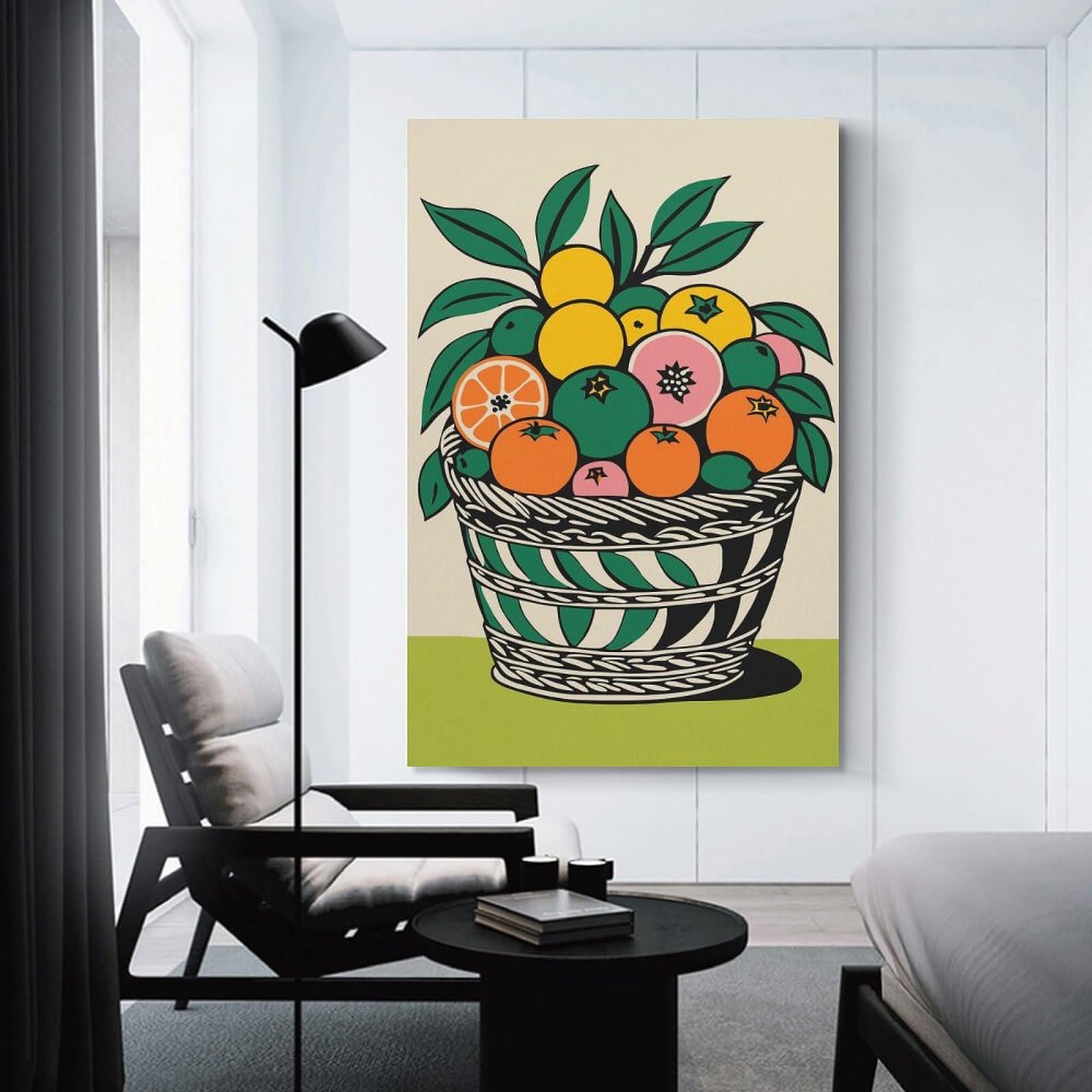 Junmoney Vintage Fruit Basket Wall Picture Print 20x30inch(50x75cm), for Calm Bedrooms, Home Corners Or Flats, Home Artwork with A Soft Interior Feel