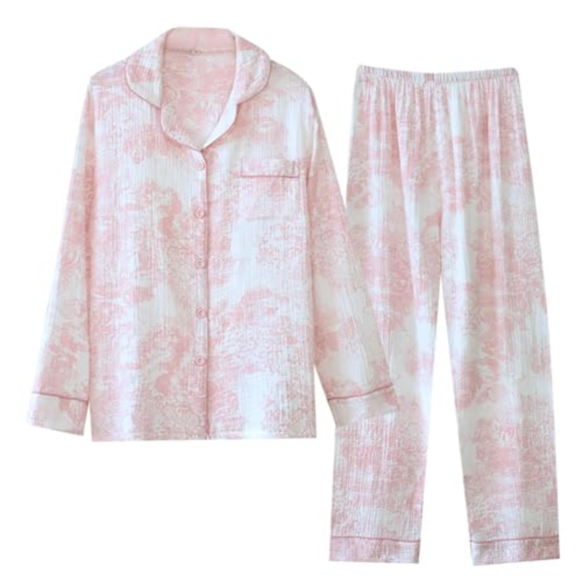 Vhitler Women's Pink01 Linen Set Coquette Pajamas Set Summer Lounge Sets For Old Money Aesthetic, Xl