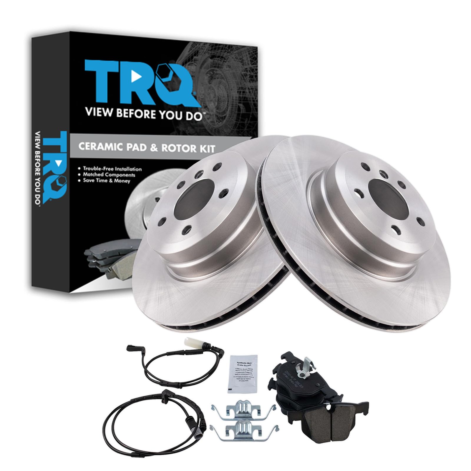 TRQ Rear Brake Pad and Rotor Set Ceramic Compatible with 2009 BMW X6