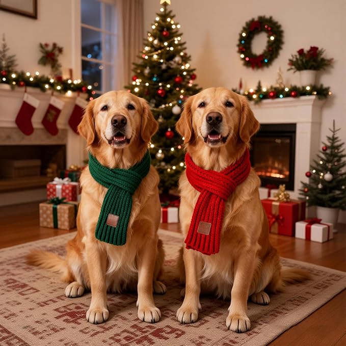 Bufanda Ajustable de Punto para Perro, 2 Unidades, para Perros Pequeños Medianos Grandes miniatura 7