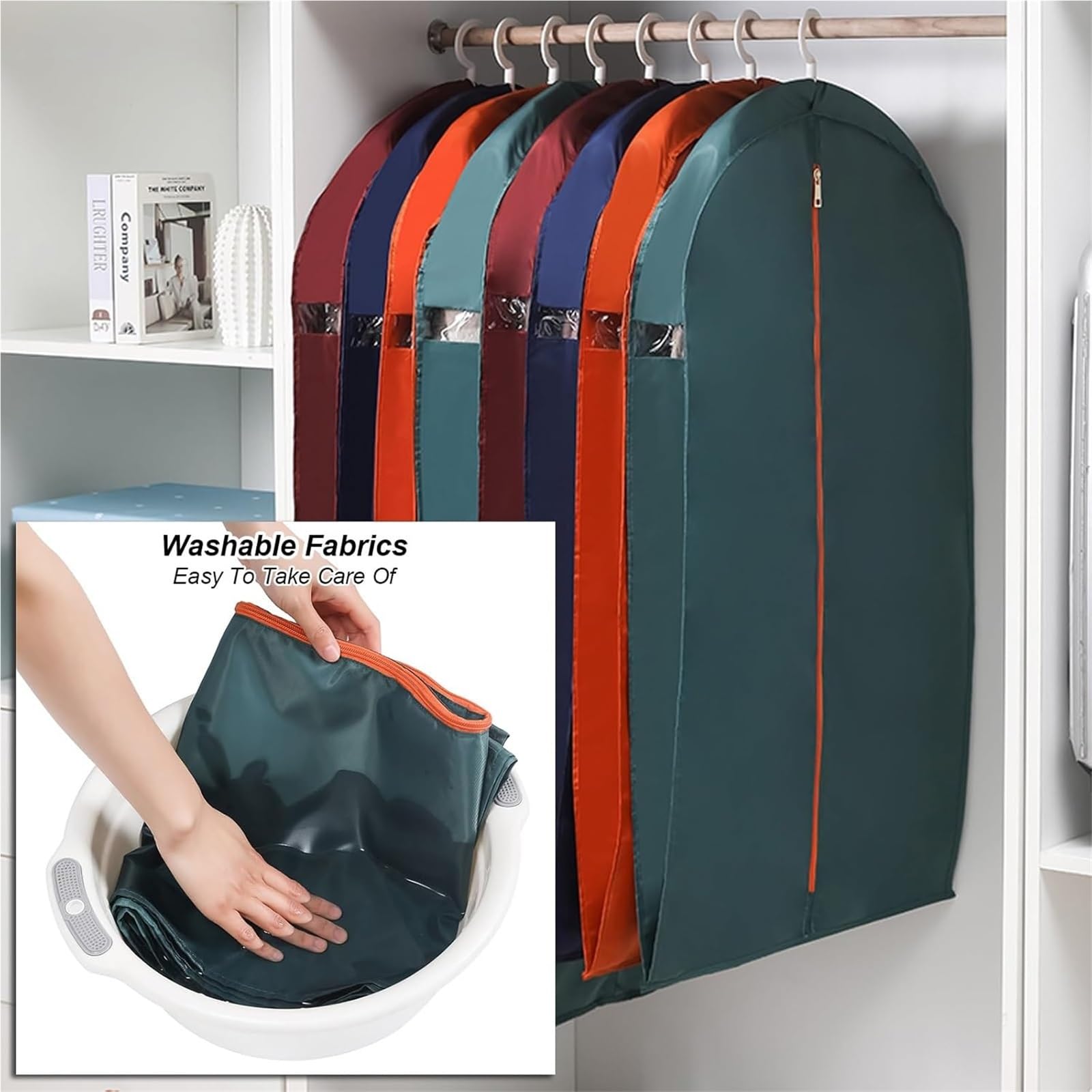 Atmungsaktive Kleidersäcke For Aufhängen, Aufbewahrungstaschen For Anzüge Und Mäntel Zur Schrankorganisation Staubdichte Kleiderhüllen For Anzüge Kleider Wintermäntel(Orange,100x58x11cm/39x23x4in)