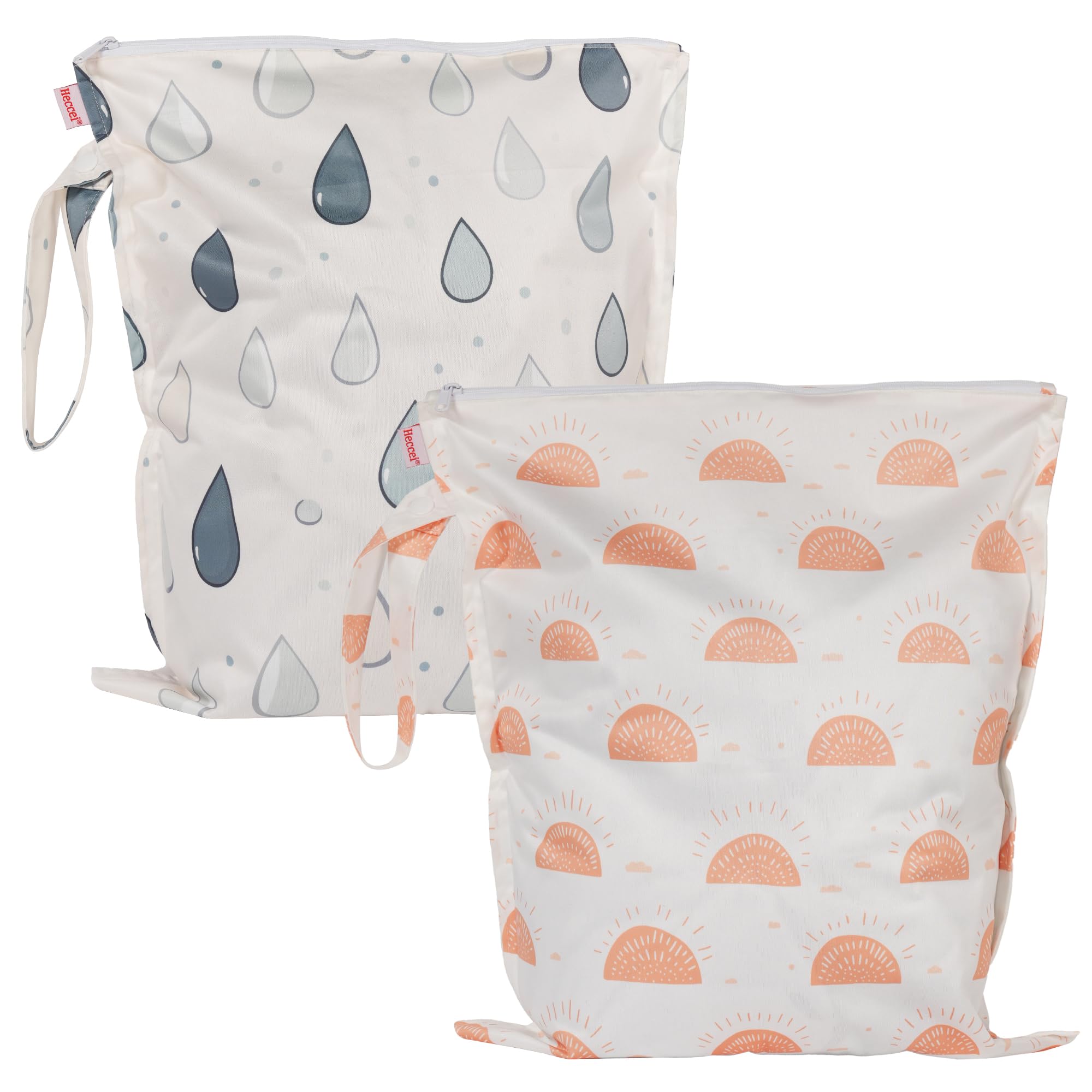 HECCEI Wet Bags, 2Pcs Waterproof Wet Dry Bag Reusable Washable Cloth Diaper Swim Nappy