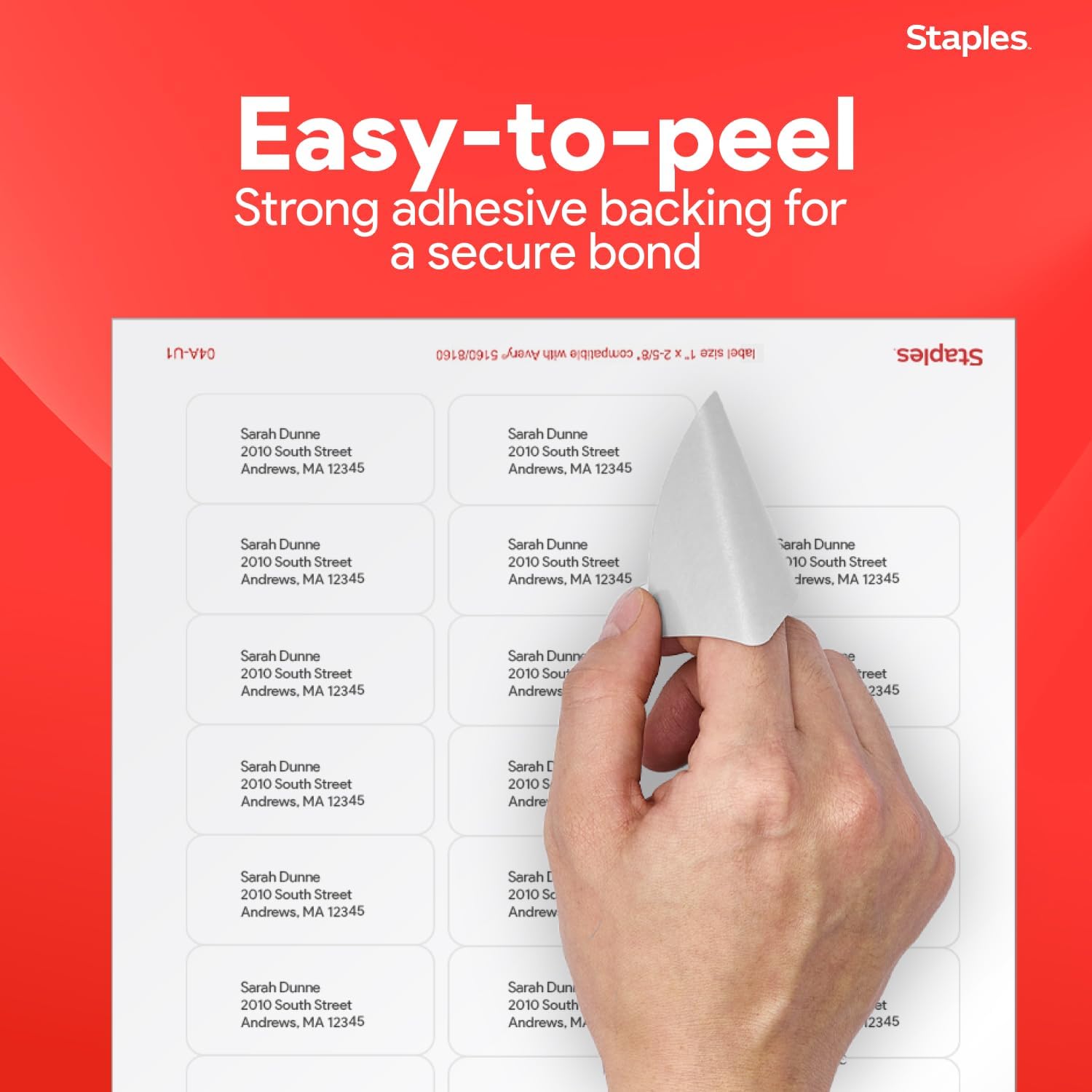 Staples 1" x 2-5/8" Address Labels, White – Easy-Peel Printable Laser & Inkjet Mailing Labels, 7,500 Labels (30 per Sheet)