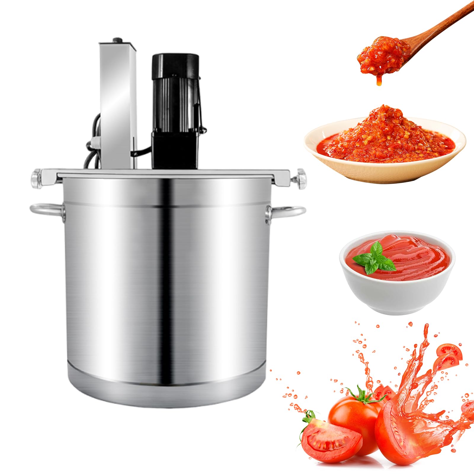 Automatic Sauce Stirrer Frying Machine 40L/10.5 Gal Food Mixer Electric Mixer Machine Commercial Pot Seasoning Bottom Soup Sauce Stirrer for for Making Jam, Sauce (110V) (Stirrer+ Bucket)