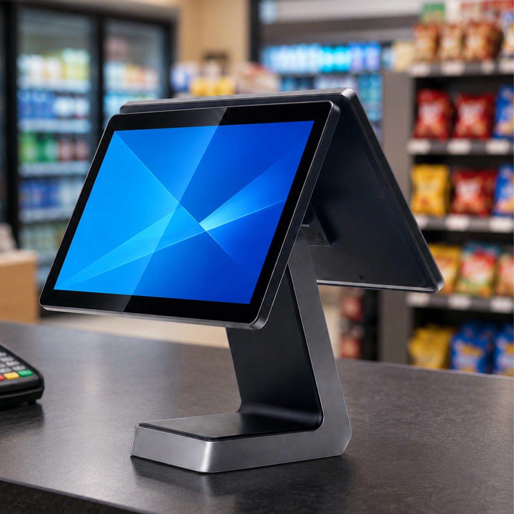 Registratore di Cassa per Ristorazione con Stampante 58 mm e Software SetA | Il Multi-Touch Capacitivo Facilita l’Inserimento di Menu e Articoli, mentre il Display Cliente Mostra Prezzi e Transazioni.