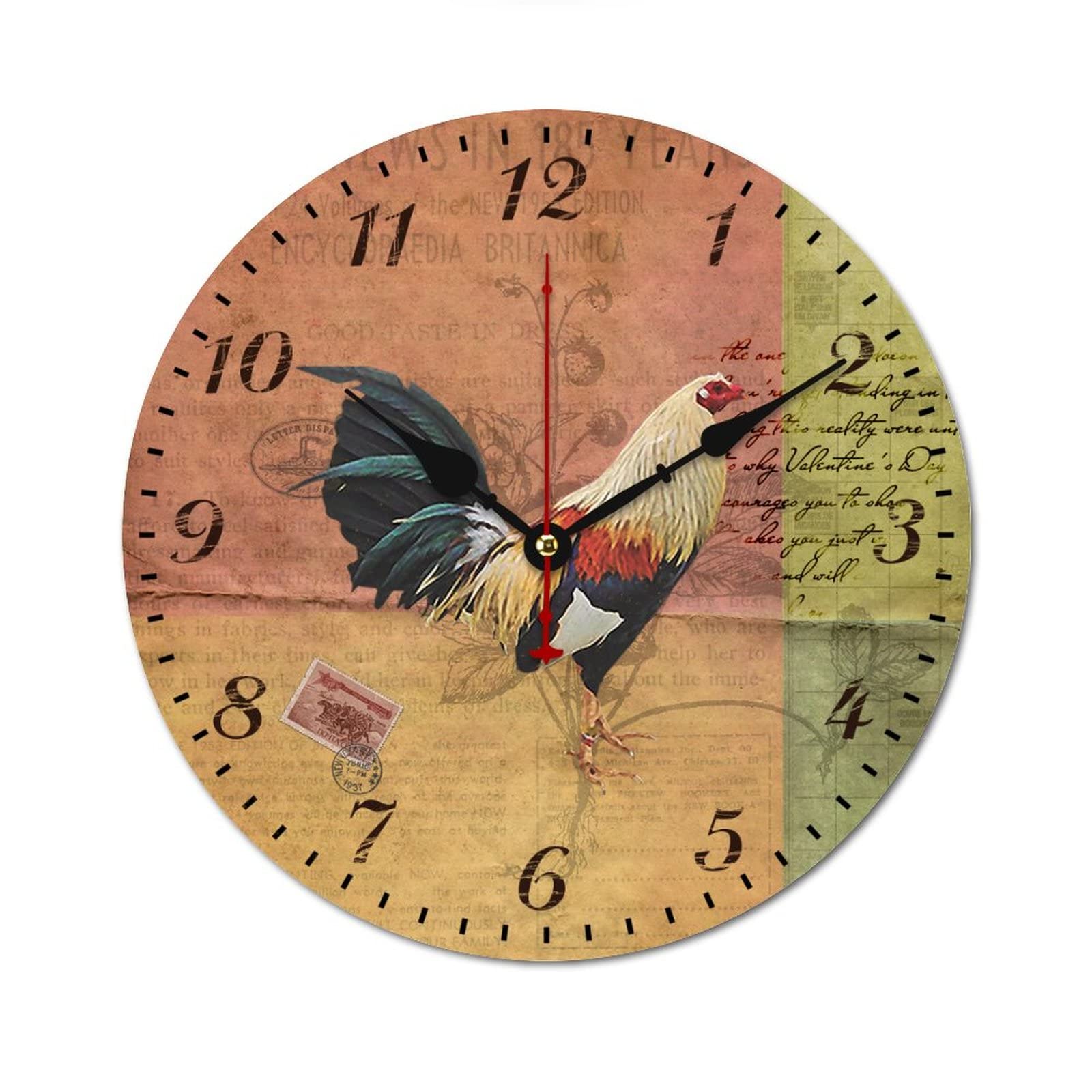 Horloge murale coq rétro en bois pour une ambiance de maison de famille