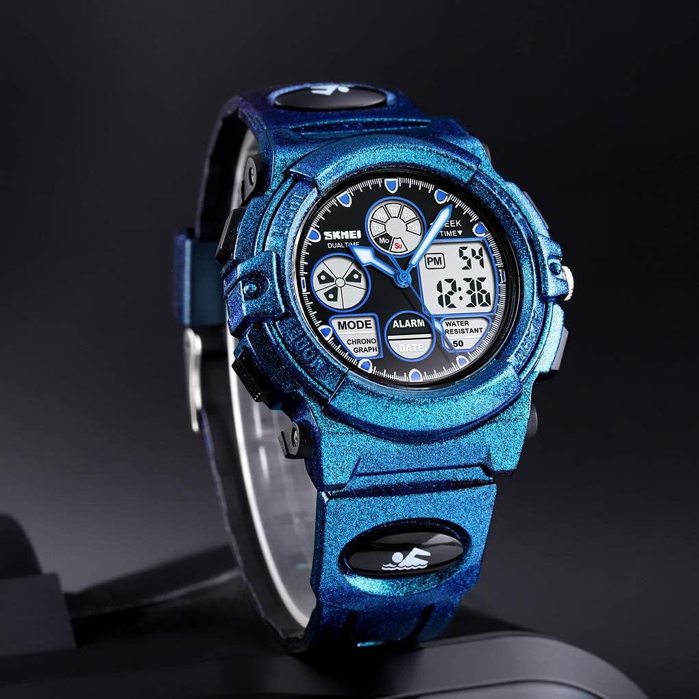 Dayllon Boys Digital Watch Outdoor Sports 50M Waterproof Electronic Watches Alarm 12/24 H Stopwatch Calendar Boy Girl Wristwatch - All Blue