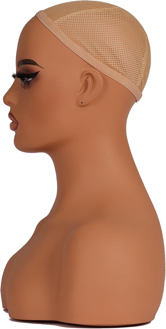 J&F CO Realistic Europe and America Female Mannequin Head with Shoulder Display Manikin Heads Bust for Wigs,Makeup,Beauty Accessories (DC 487 hy mazi)