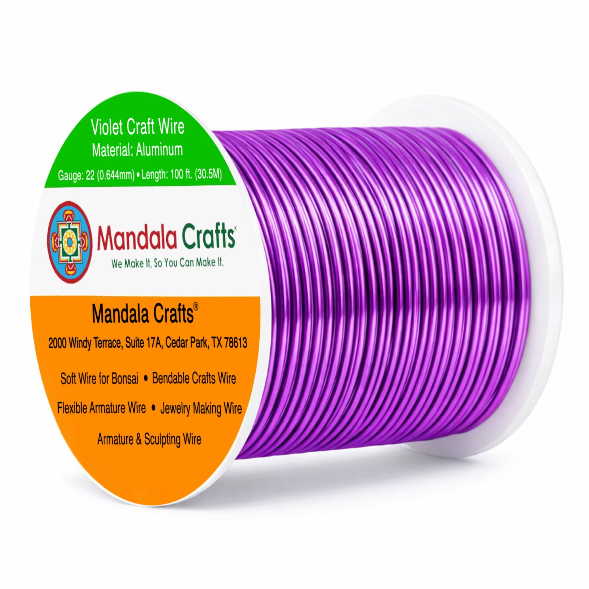Mandala Crafts 22 Gauge Violet Anodized Aluminum Craft Wire, 100 FT