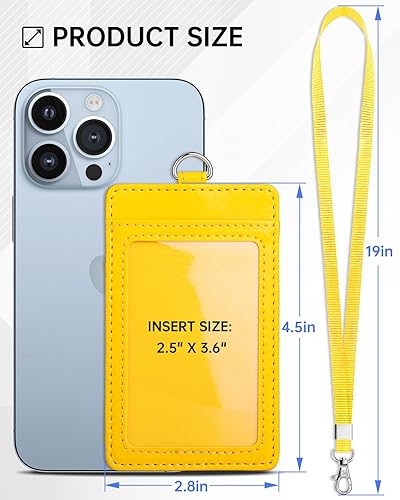 Miniatura 71 de Teskyer - Soporte para tarjetas de identificación con cordón, soporte de cuero para tarjetas de identificación, portatarjetas con cordón, vertical